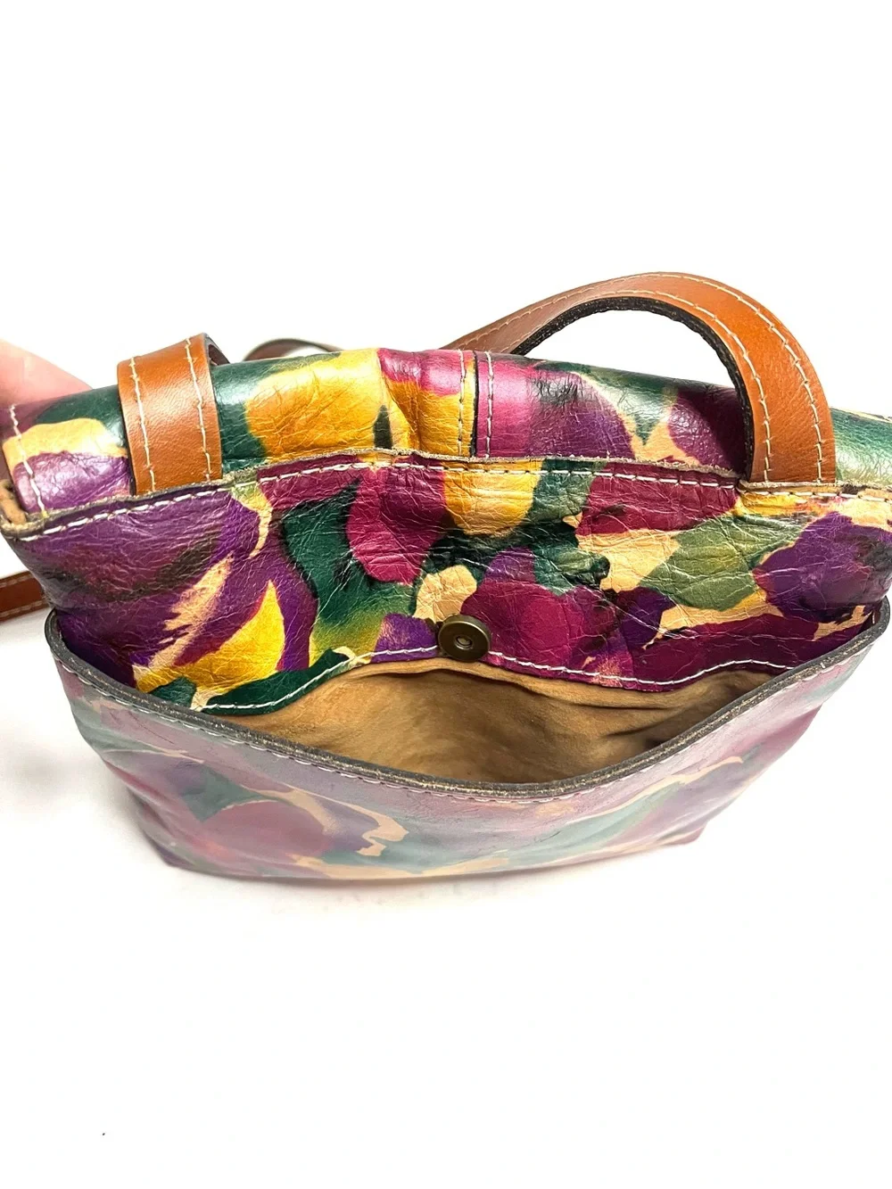Patricia Nash Granada Crossbody Bag in Blooming Romance Floral Leather Print